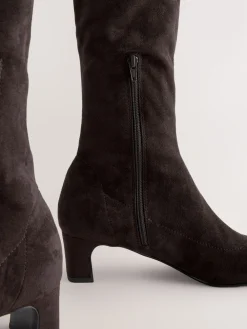 Next Standard/Wide Fit Forever Comfort® Chisel Toe Knee Sock Boots Chocolate Brown New