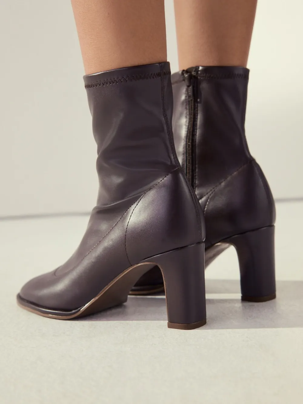 Next Standard/Wide Fit Forever Comfort® Round Toe Sock Boots Chocolate Brown Hot