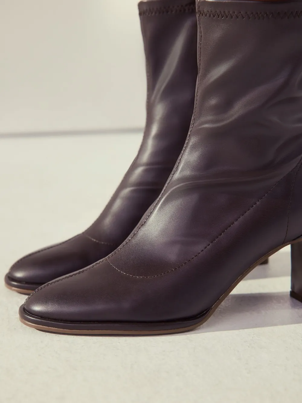 Next Standard/Wide Fit Forever Comfort® Round Toe Sock Boots Chocolate Brown Hot