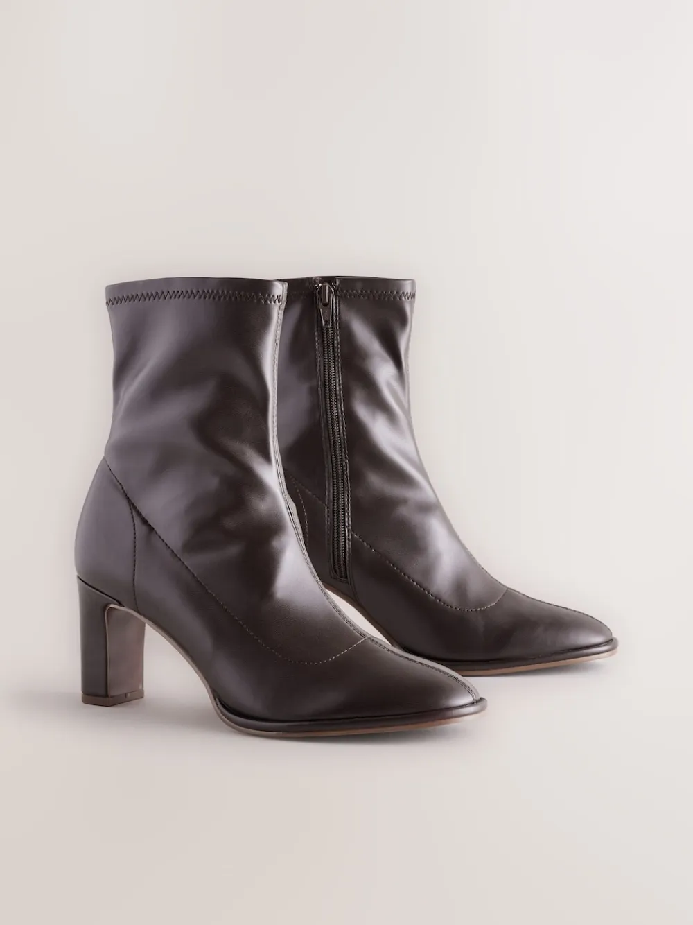 Next Standard/Wide Fit Forever Comfort® Round Toe Sock Boots Chocolate Brown Hot