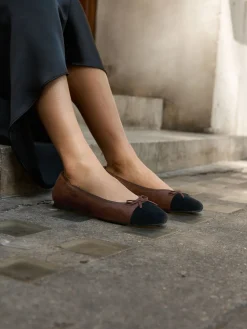 Next Chocolate Brown Standard/Wide Fit Round Toe Ballerina Shoes Clearance