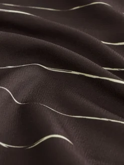 Next Chocolate Brown Stripe Long Sleeve V-Neck Blouse