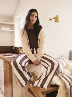 Next Long Sleeve Pyjamas Chocolate Brown Stripe Outlet