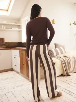 Next Long Sleeve Pyjamas Chocolate Brown Stripe Outlet