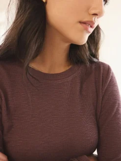 Next Long Sleeve Pyjamas Chocolate Brown Stripe Outlet