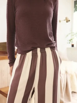 Next Long Sleeve Pyjamas Chocolate Brown Stripe Outlet