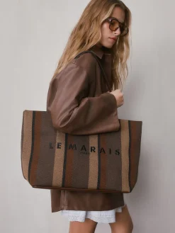 Next Shoulder Bag Chocolate Brown Stripe Online