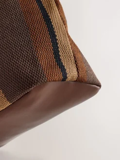 Next Shoulder Bag Chocolate Brown Stripe Online