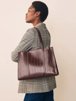 Next Structured Tote Bag Chocolate Brown Outlet