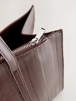 Next Structured Tote Bag Chocolate Brown Outlet