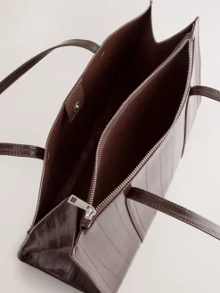 Next Structured Tote Bag Chocolate Brown Outlet