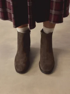 Next Chocolate Brown Suede Embossed Standard/Wide Fit Forever Comfort® Chelsea Ankle Boots