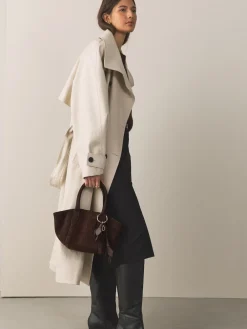 Next Chocolate Brown Suede Flower Charm Cross-Body Bag Sale