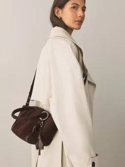 Next Chocolate Brown Suede Flower Charm Cross-Body Bag Sale