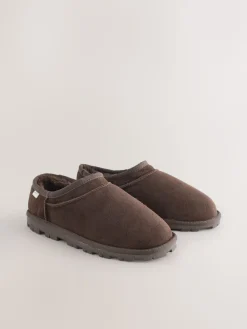 Next Suede Shoot Slippers Chocolate Brown Discount