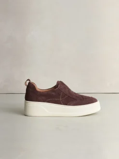 Next Signature Leather Chunky Wedge Platform Trainers Chocolate Brown Suede Outlet