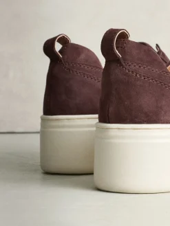 Next Signature Leather Chunky Wedge Platform Trainers Chocolate Brown Suede Outlet