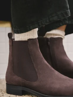 Next Chocolate Brown Suede Standard/Wide Fit Forever Comfort® Chelsea Ankle Boots Sale