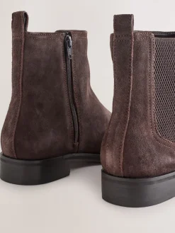 Next Chocolate Brown Suede Standard/Wide Fit Forever Comfort® Chelsea Ankle Boots Sale