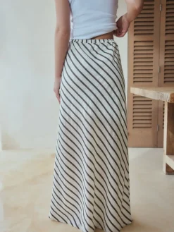 Next Chocolate Brown Summer Column Skirt With Linen Clearance