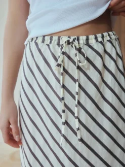 Next Chocolate Brown Summer Column Skirt With Linen Clearance