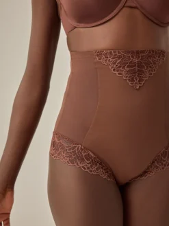 Next Super High Waist Briefs Firm Tummy Control Shaping Briefs Chocolate Brown Clearance