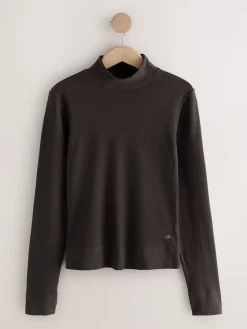 Next Thermal Soft Touch Long Sleeve High Neck Top Chocolate Brown Best