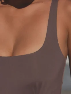 Next Twist Scoop Tummy Control Swimsuit Chocolate Brown Hot