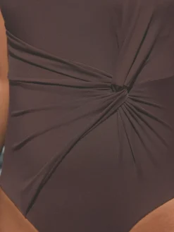 Next Twist Scoop Tummy Control Swimsuit Chocolate Brown Hot