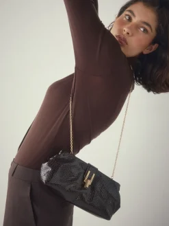 Next Chocolate Brown Volume Clutch Bag