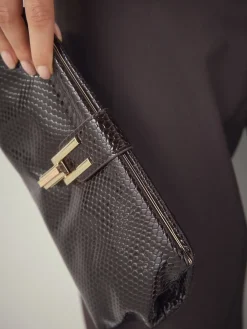 Next Chocolate Brown Volume Clutch Bag