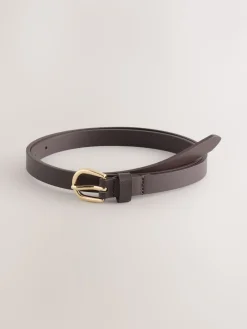 Next Chocolate Brown/Berry PU Skinny Belts 2 Pack Clearance
