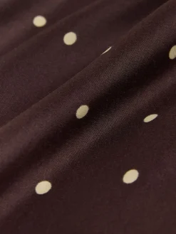 Next Satin Midi Skirt Chocolate Brown/Cream Polka Dot Outlet