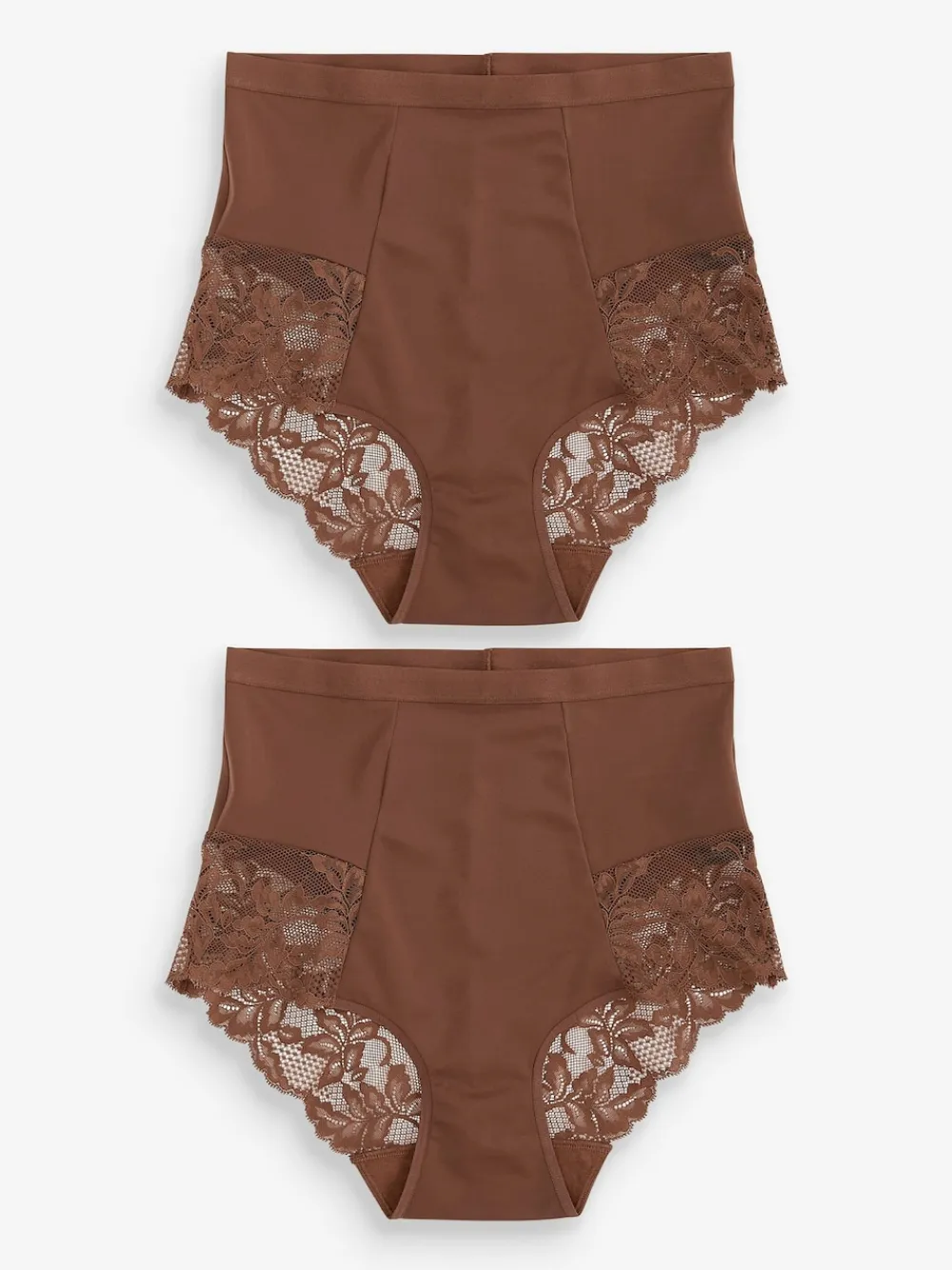 Next Print Tummy Control Shaping Lace Back Brazilian Knickers 2 Pack Chocolate Nude Online