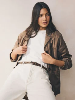 Next Chocolate Snake Print PU Belt Hot