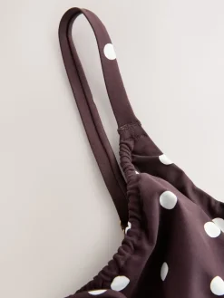 Next DD+ Wired Non Padded Bikini Top Chocolate/Cream Polka Dot Clearance