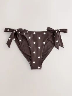 Next Chocolate/Cream Polka Dot Tie Side Bikini Bottoms New