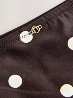 Next Chocolate/Cream Polka Dot Tie Side Bikini Bottoms New