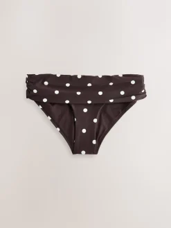Next Chocolate/Cream Polka Dot Roll Top Bikini Bottoms Hot