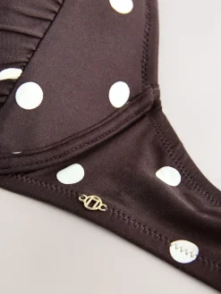 Next Bow Front Padded Wired Bikini Top Chocolate/Cream Polka Dot Hot