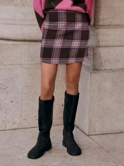 Next Chocolate/Pink Check Mini Skirt Best