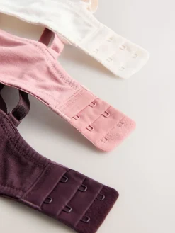 Next Pad Non Wire Cotton Blend Ultimate Comfort Bras 3 Pack Chocolate/Pink/Cream Clearance