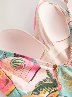 Next Conversational Print Ruched Side Tummy Shaping Control Swimsuit Clearance