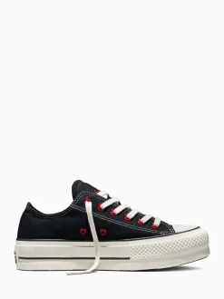 Converse Black Chuck Taylor Lift Heart Detail Low Trainers Best