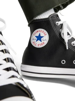 Converse Black Leather High Trainers Best