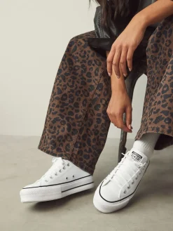 Converse Platform Lift Chuck Ox Leather Trainers White Sale