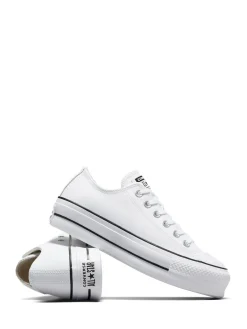 Converse Platform Lift Chuck Ox Leather Trainers White Sale