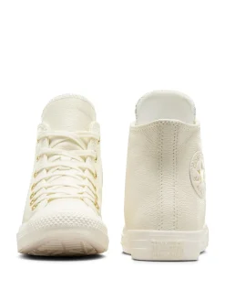 Converse White/Gold Chuck Taylor All-Star Mono Leather High Trainers Discount
