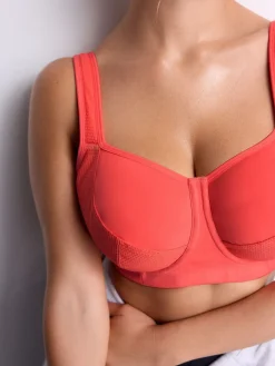 Next DD+ Non Pad Full Cup Dry Tech High Impact Sports Bra Coral Pink Hot