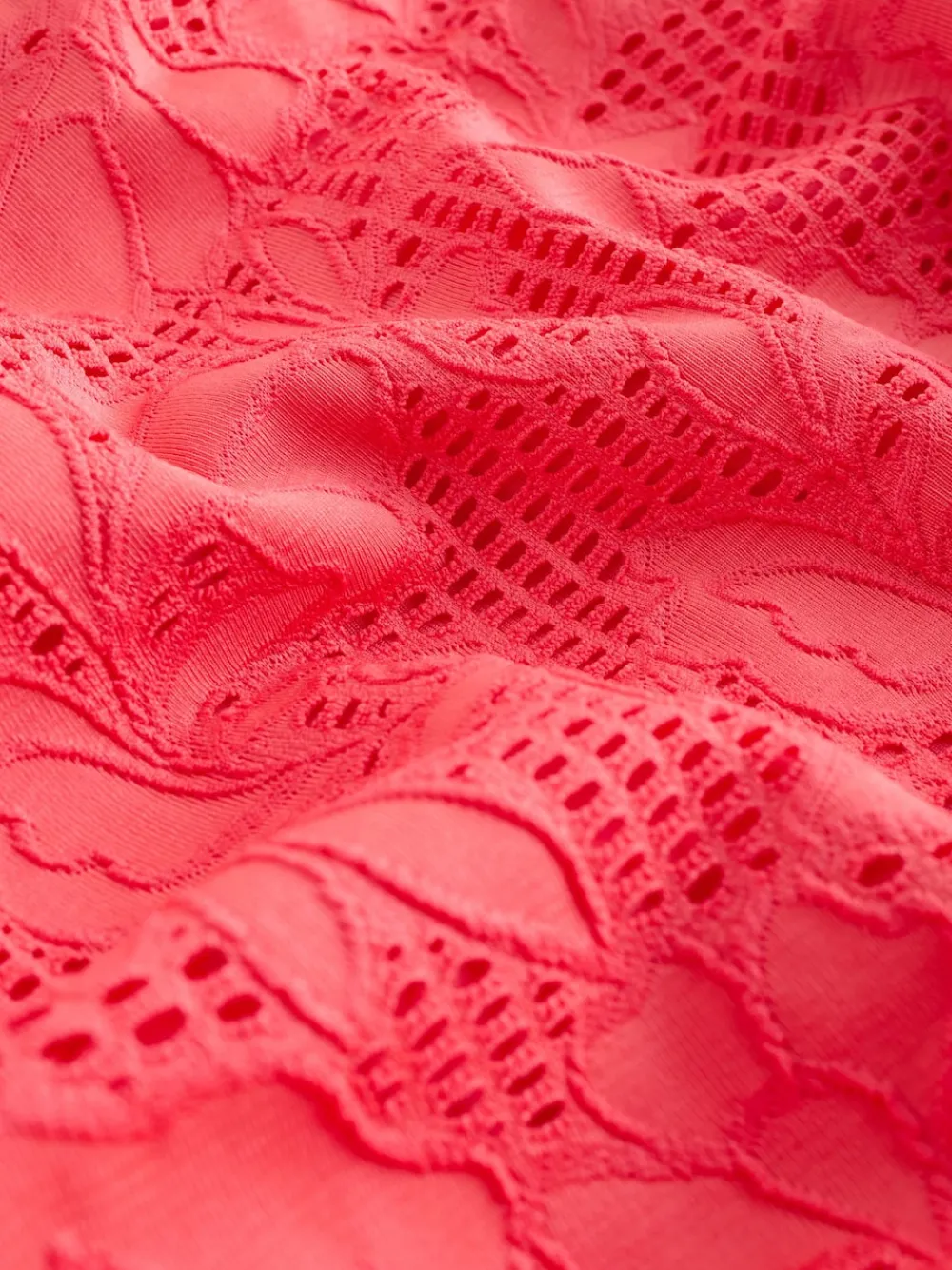 Next Coral Pink Lace Bandeau Ruched Leg Tummy Control Shaping Swimsuit Online